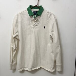Polo by Ralph Lauren Men's Shirt in Cream with Green Collar